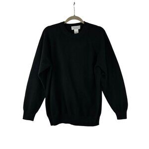 Paolo Mondo Men's Large Black 100% 2 Ply Cashmere Long Sleeve Sweater V-Neck
